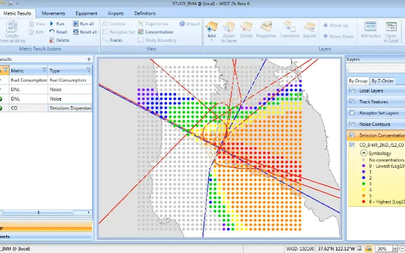 מודל AEDT — חישוב רעש תעופה
