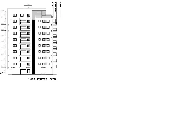 חזית בניין מגורים — שרטוט אדריכלי עם דרישות אקוסטיות